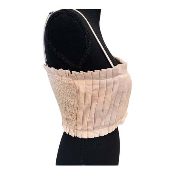 MABLE LOVE ECRU RAYON PLEATED BEIGE SUMMER BEACH TAN TUBE TOP SIZE MED NWT - Picture 5 of 14